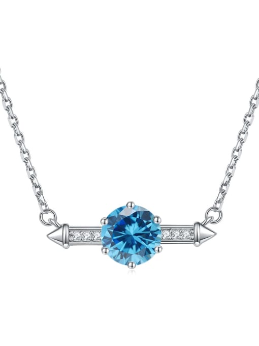 Sea blue [March] 925 Sterling Silver Birthstone Geometric Dainty Necklace